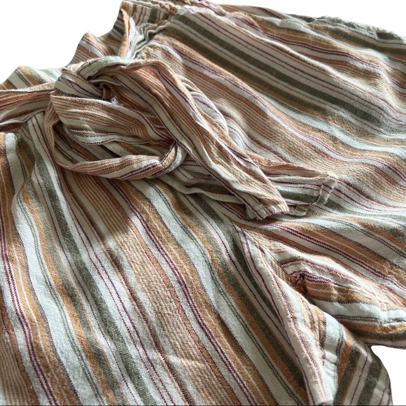 Final Touch striped paper bag tie Linen blend shorts Size S - Picture 3 of 7